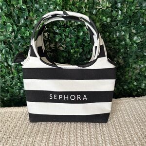 Sephora Black and White Striped Makeup Bag